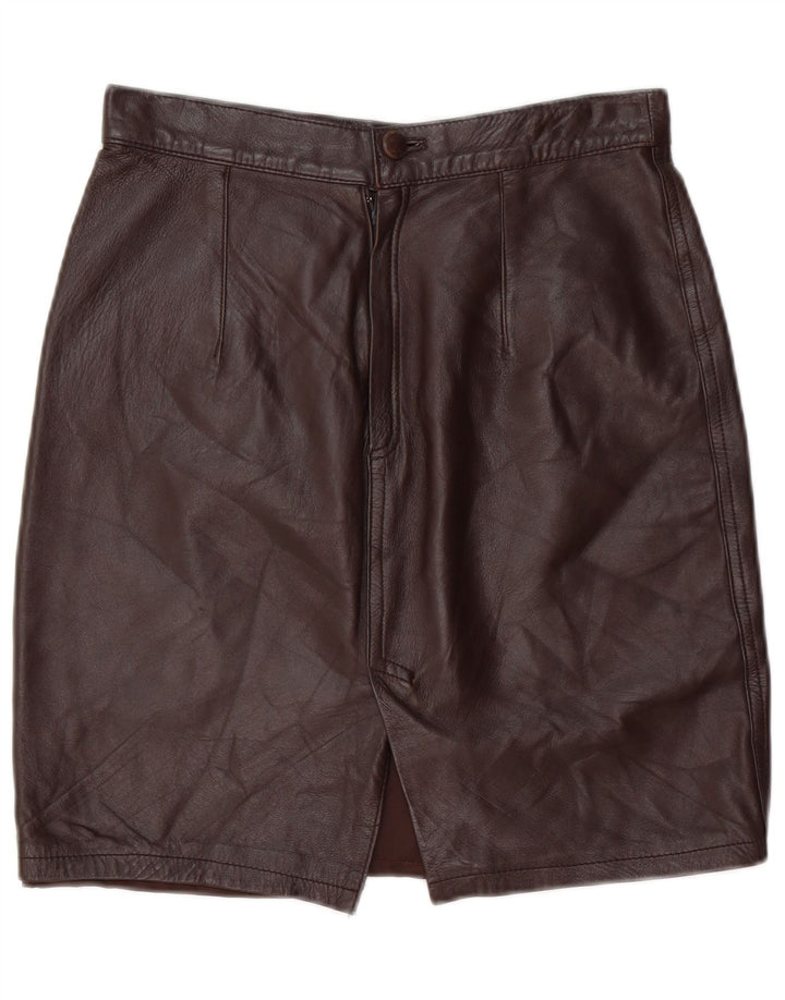 VINTAGE lædernederdel til kvinder IT 44 Medium W28 Brunt læder