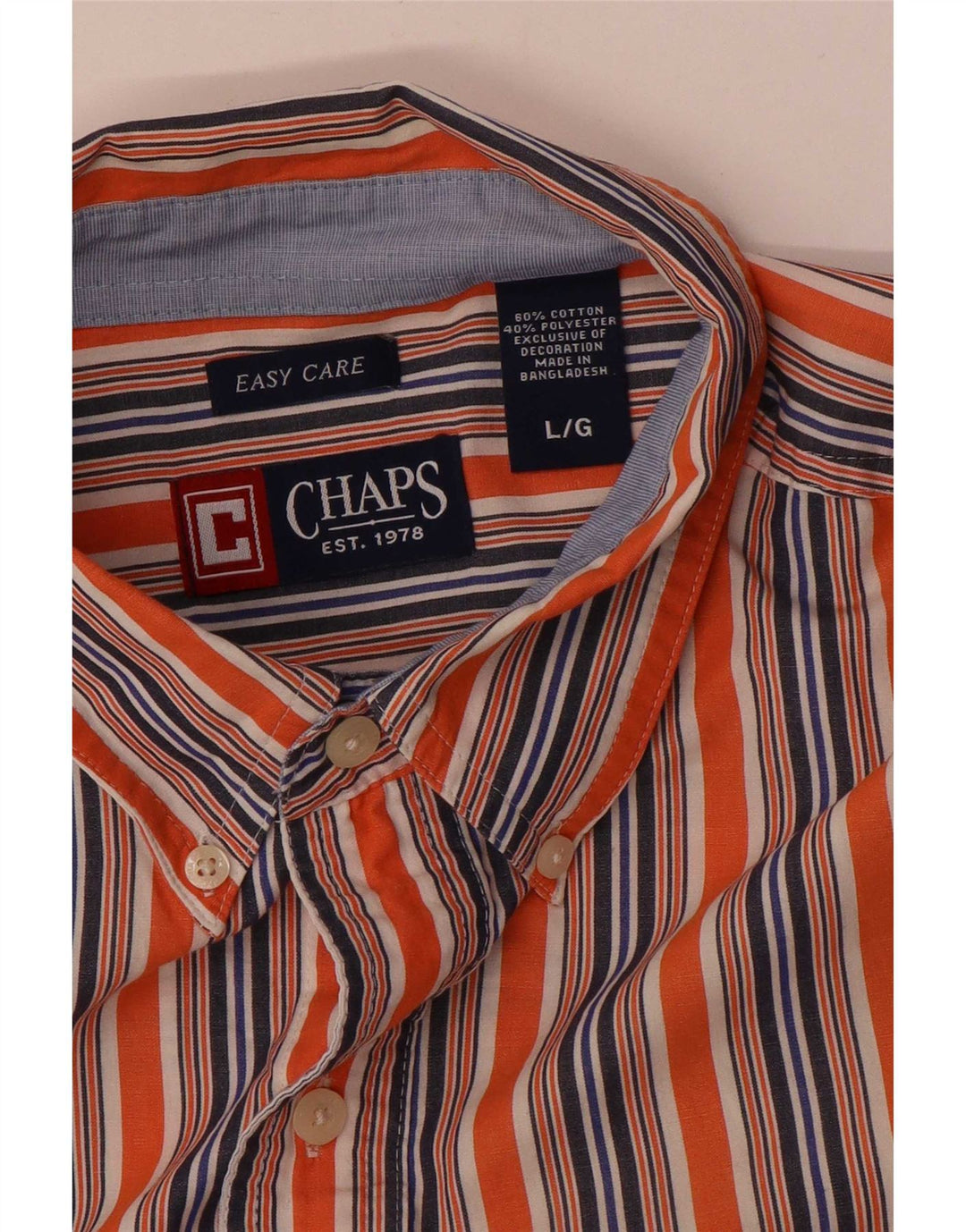 Chaps Herre Easy Fit skjorte Stor orange stribet bomuld