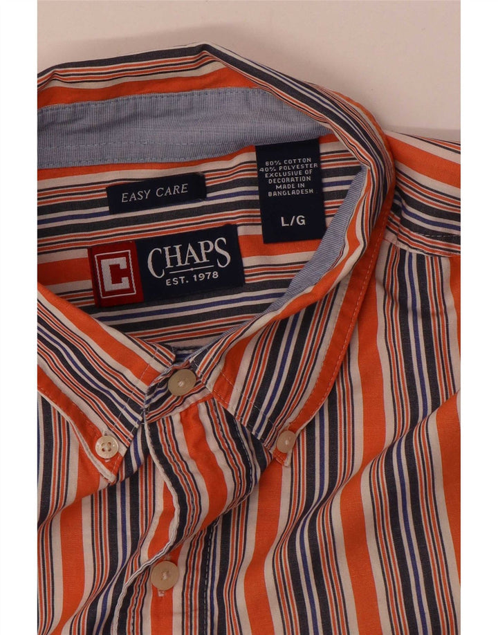 Chaps Herre Easy Fit skjorte Stor orange stribet bomuld
