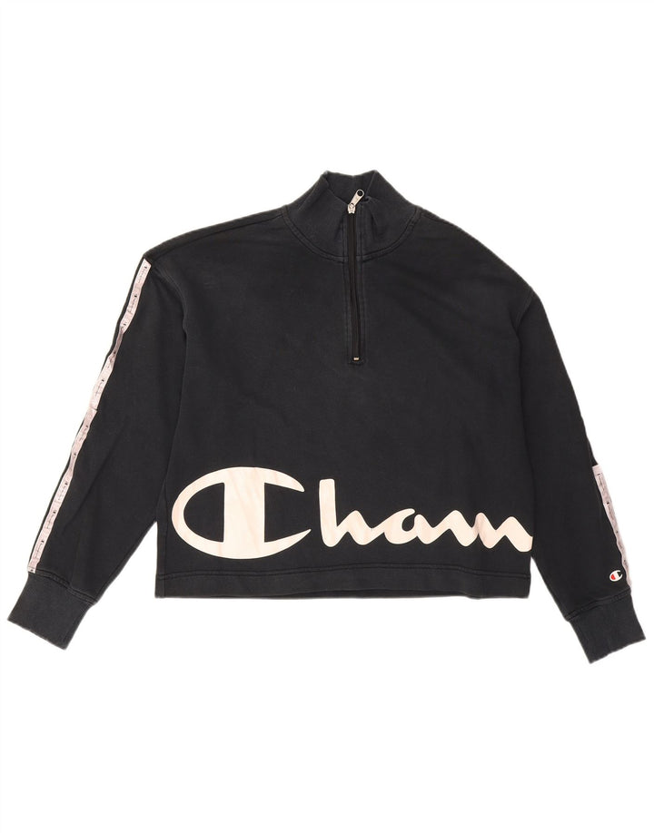Champion Kvinder Oversized Grafisk Sweatshirt Jumper UK 16 Large Sort