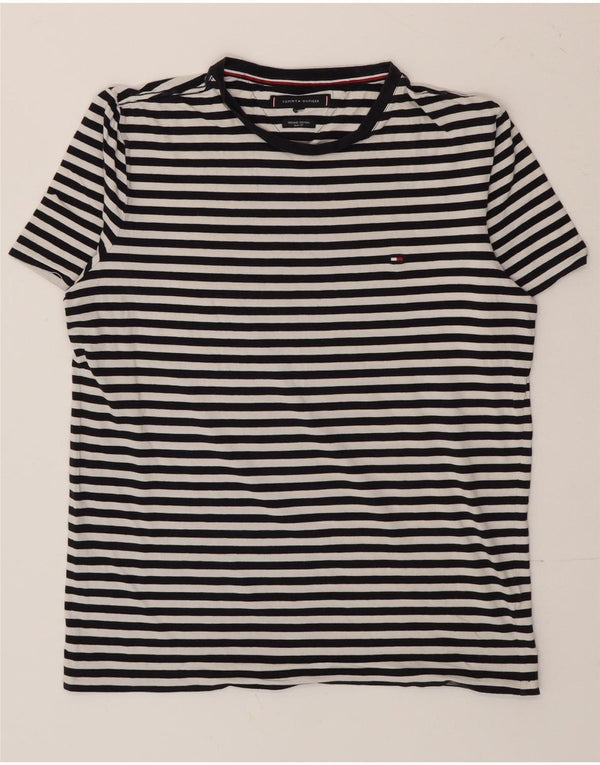 Tommy Hilfiger Herre Slim Fit T-Shirt Top Medium Sort Nålestribe