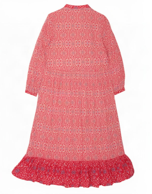 Zara Dame Langærmet Maxi Kjole UK 16 Large Pink Floral