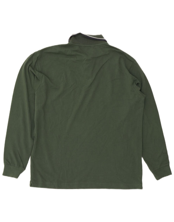 Spalding Langærmet Polo Shirt til mænd XL Grøn Stribet Bomuld