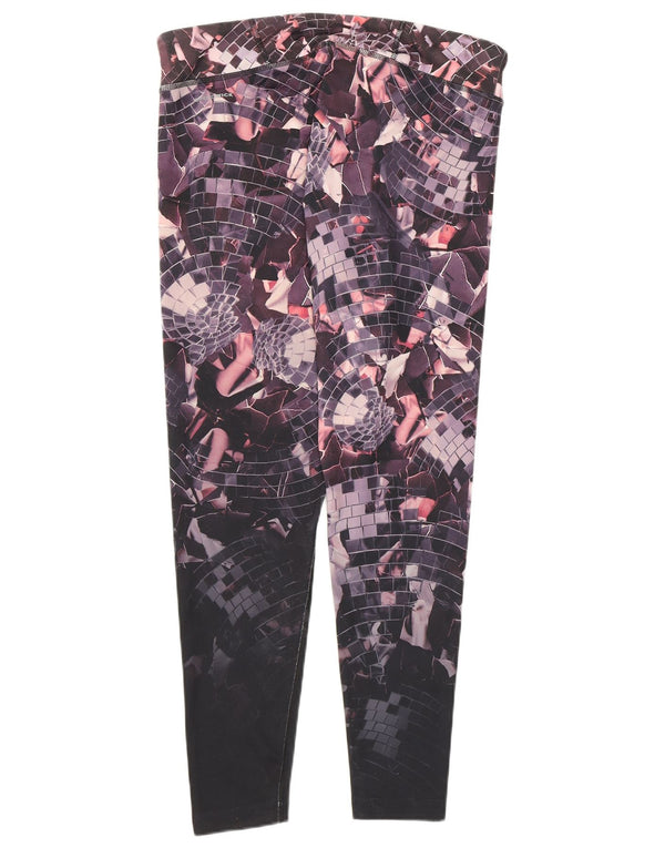 Reebok Womens Leggings UK 16/18 Stor flerfarvet geometrisk polyester