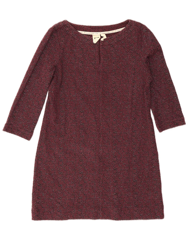 White Stuff Womens 3/4-ærmet Shift Dress UK 10 Small Bourgogne Flecked