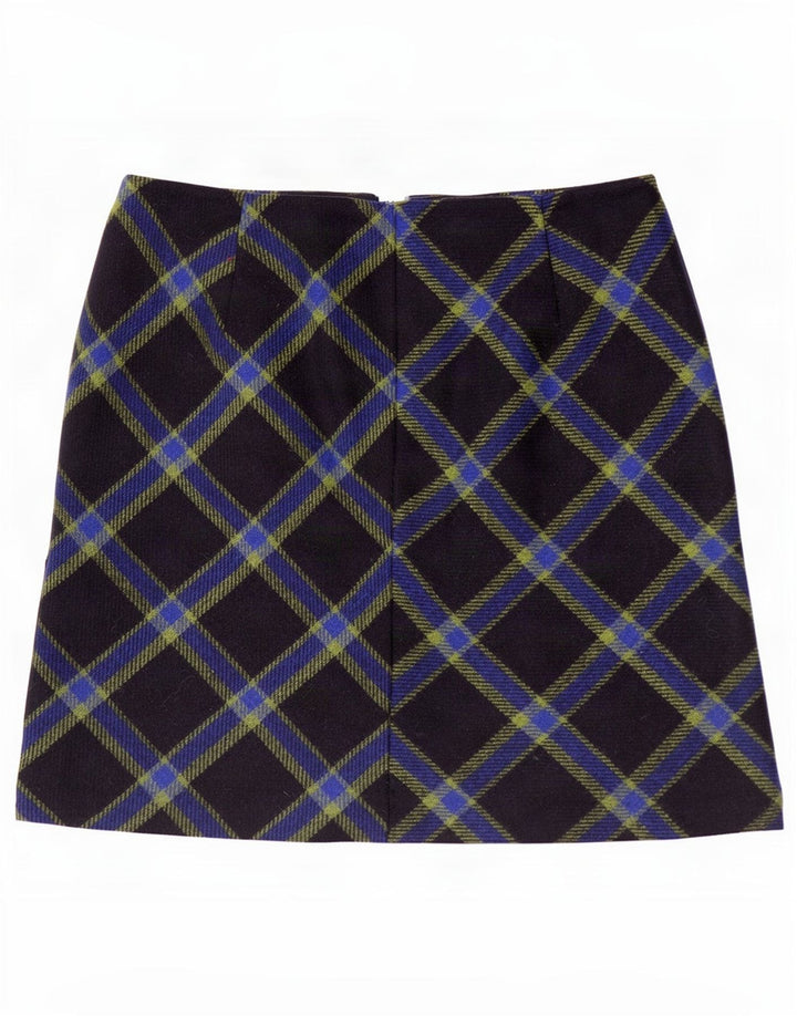 Hobbs Dame Mini Nederdel UK 14 Large W32 Navy Blue Check Wool