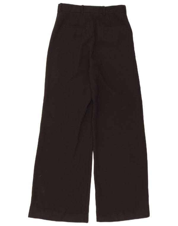 Zara kvinders højtaljede brede ben Casual bukser Small W26 L30 Sort