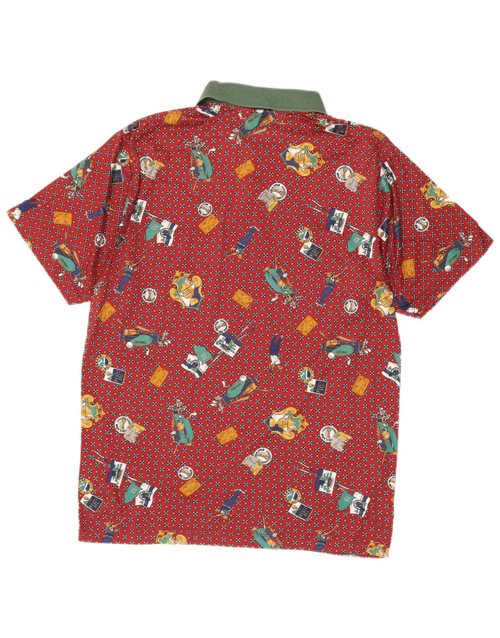 DALMINE Herre abstrakt mønster poloshirt IT 48 Medium rødbrun plettet