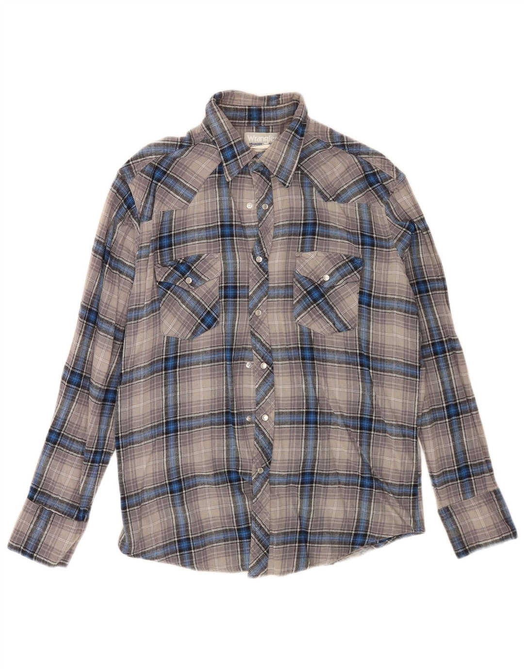 Wrangler herre flannelskjorte stor grå ternet bomuld