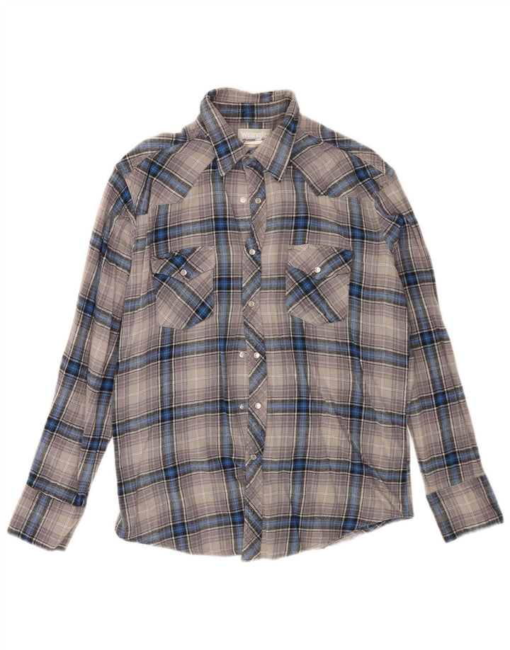 Wrangler herre flannelskjorte stor grå ternet bomuld