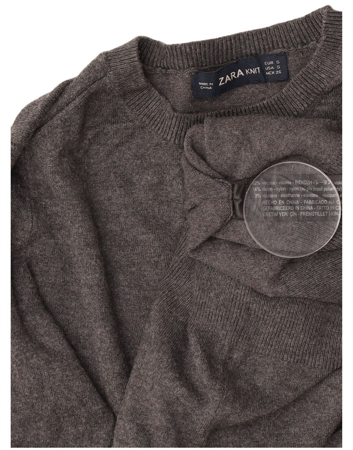 Zara Dame Jumper Sweater UK 8 Small Grey Viscose