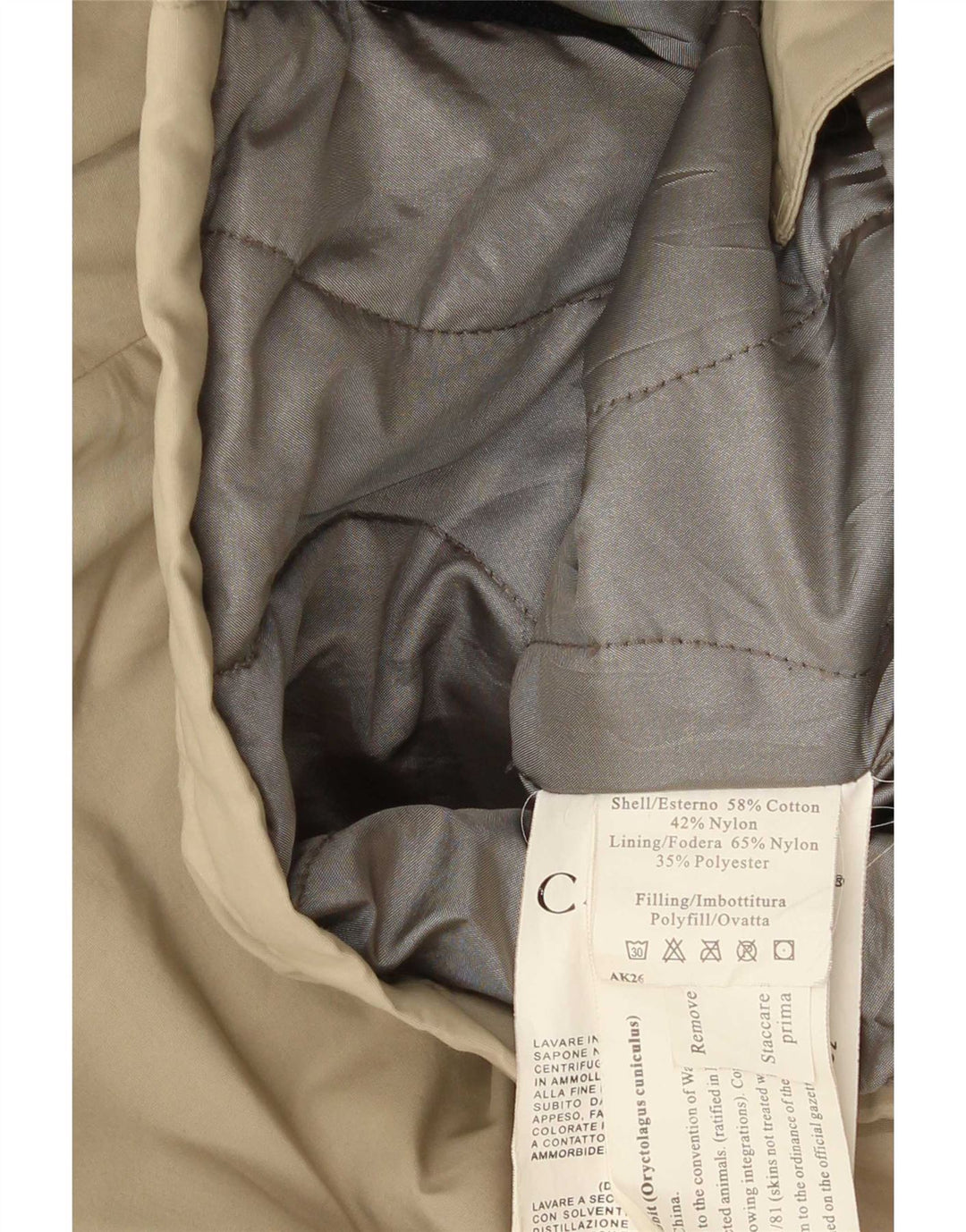 Canadiens Herre hættepolstret frakke IT 48 Medium Beige Bomuld