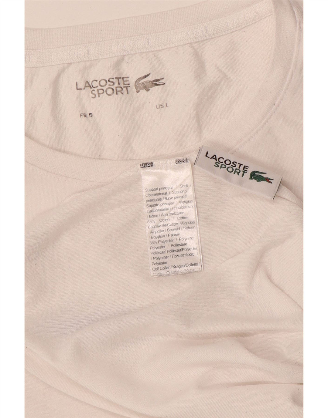 LACOSTE Herre grafisk T-shirt Top størrelse 5 Stor hvid bomuld