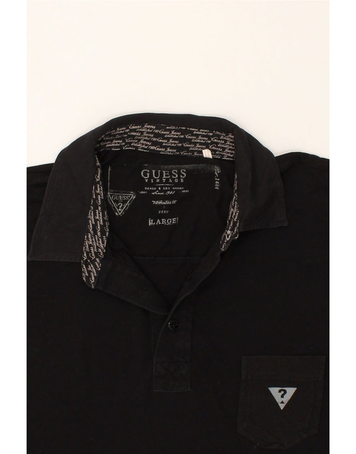 GUESS Grafisk poloshirt til mænd, stor sort