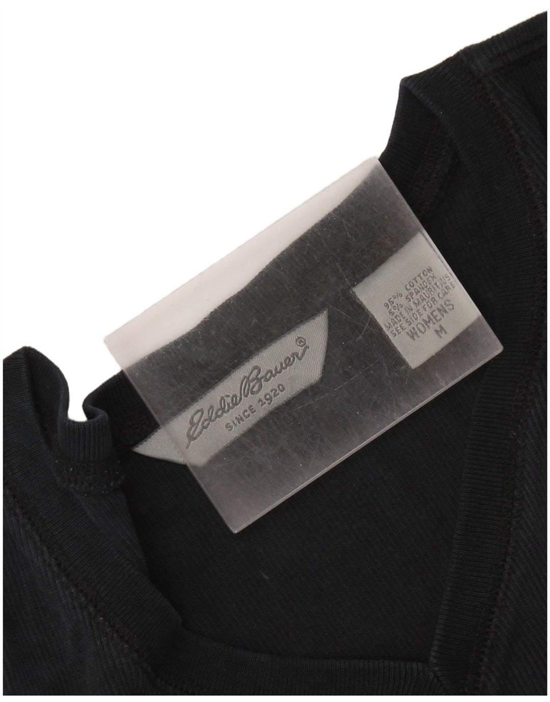 EDDIE BAUER Dame Top Langærmet UK 14 Medium Sort Bomuld