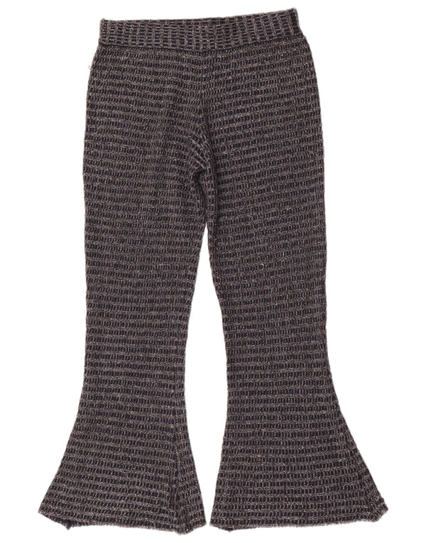Zara Dame Strik Flare Bukser Medium W30 L30 Marineblå Stribet Polyester