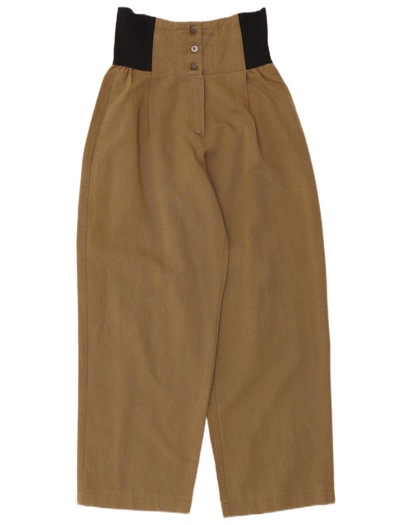 Vintage Womens High Waist Casual Trousers IT 36 XS W26 L27 Beige
