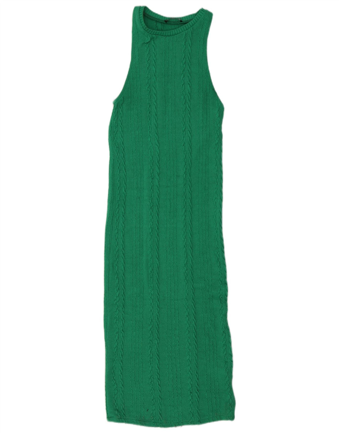 Zara Dame Maxi Ærmeløs Bodycon Kjole UK 12 Medium Green Polyester
