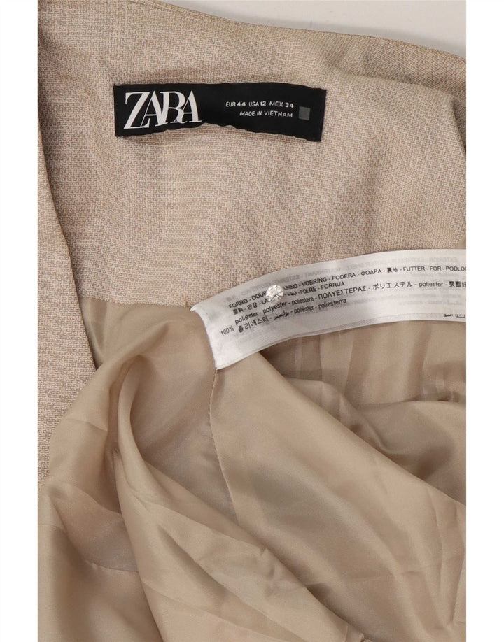 Zara Dame 1-knaps blazerjakke EU 44 XL Beige Polyester