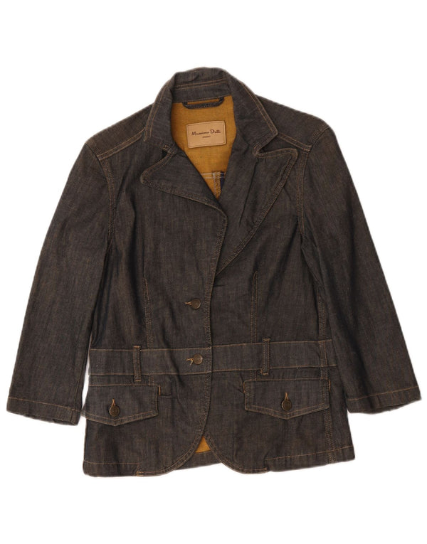 Massimo Dutti Dame Denim Kortærmet Blazer Jacket UK 10 Small Navy Blue