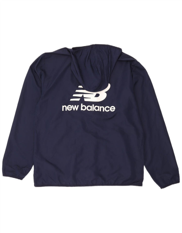 New Balance Herre grafisk regnjakke med hætte Stor marineblå polyester