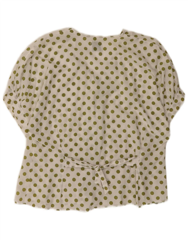 Benetton Dame Kortærmet Bluse IT 44 Medium White Polka Dot