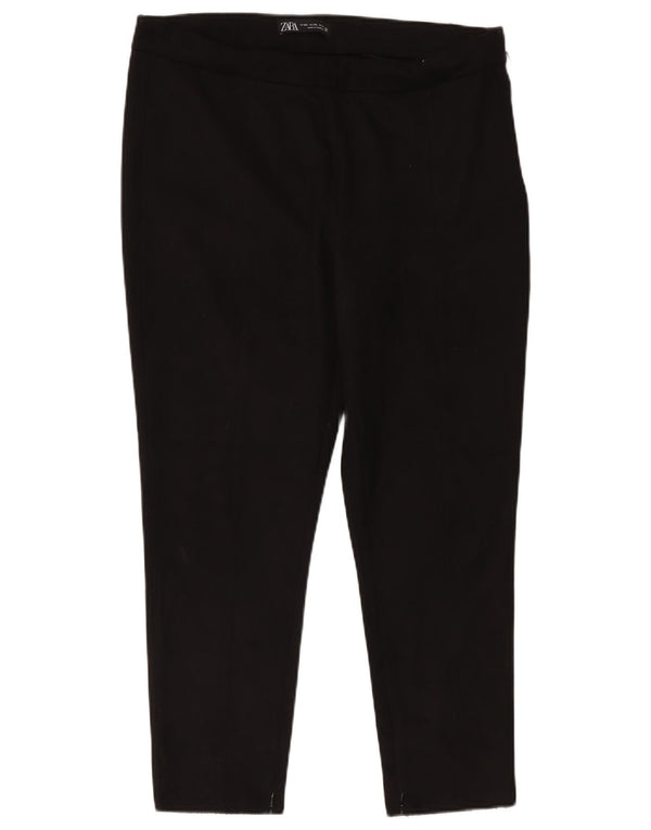 Zara Womens Tapered Cropped Trousers 2XL W34 L25 Sort Polyester
