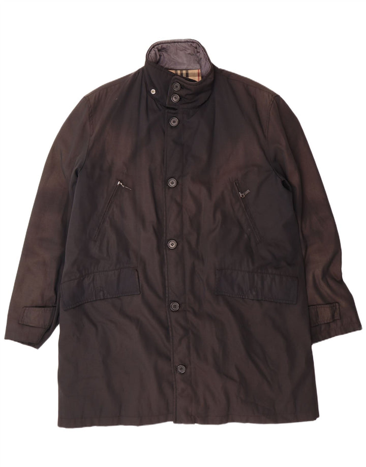 BURBERRY Overfrakke til mænd UK 40 Large Black Polyamid Classic
