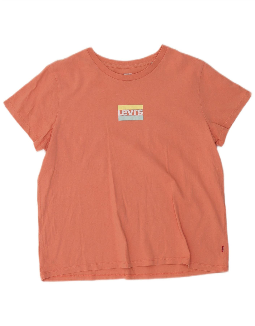 LEVI'S Kvinder grafisk T-shirt Top UK 16 Stor Orange Bomuld