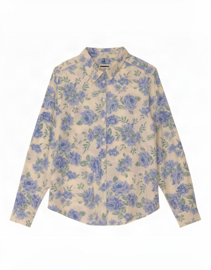 Benetton Dameskjorte UK 14 Medium White Floral