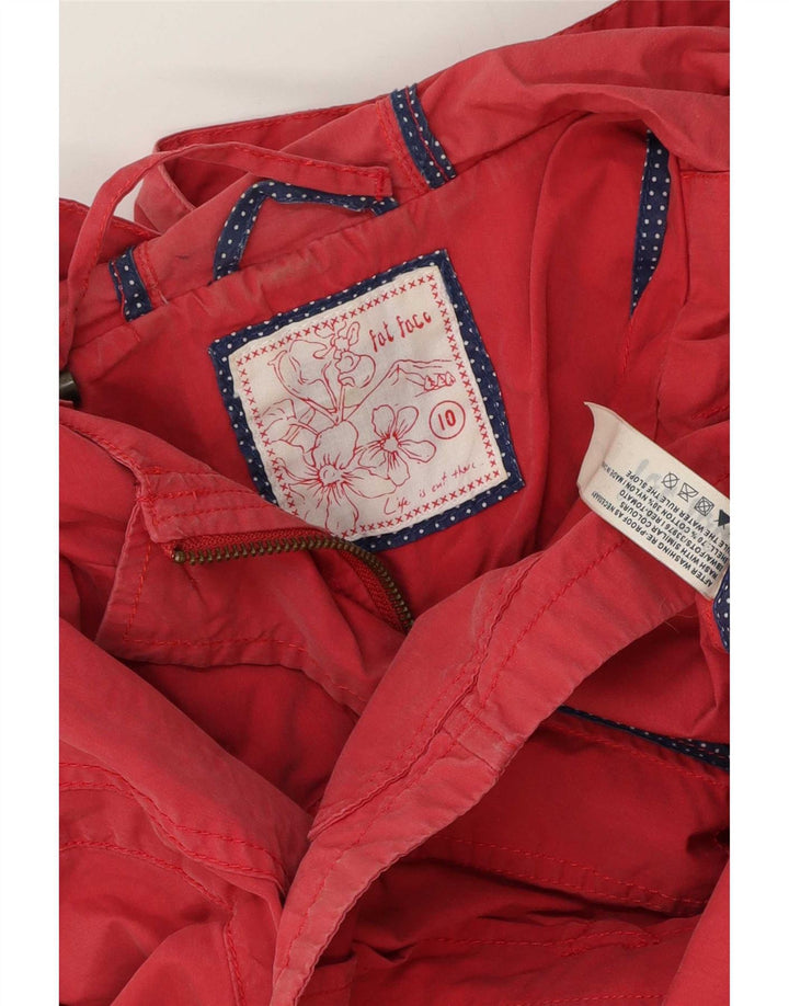 Fat Face Dame Hætte Duffle Jacket UK 10 Lille Rød Bomuld