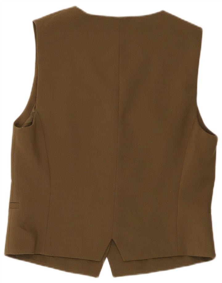 Zara Womens Crop Waistcoat UK 12 Medium Khaki Polyester