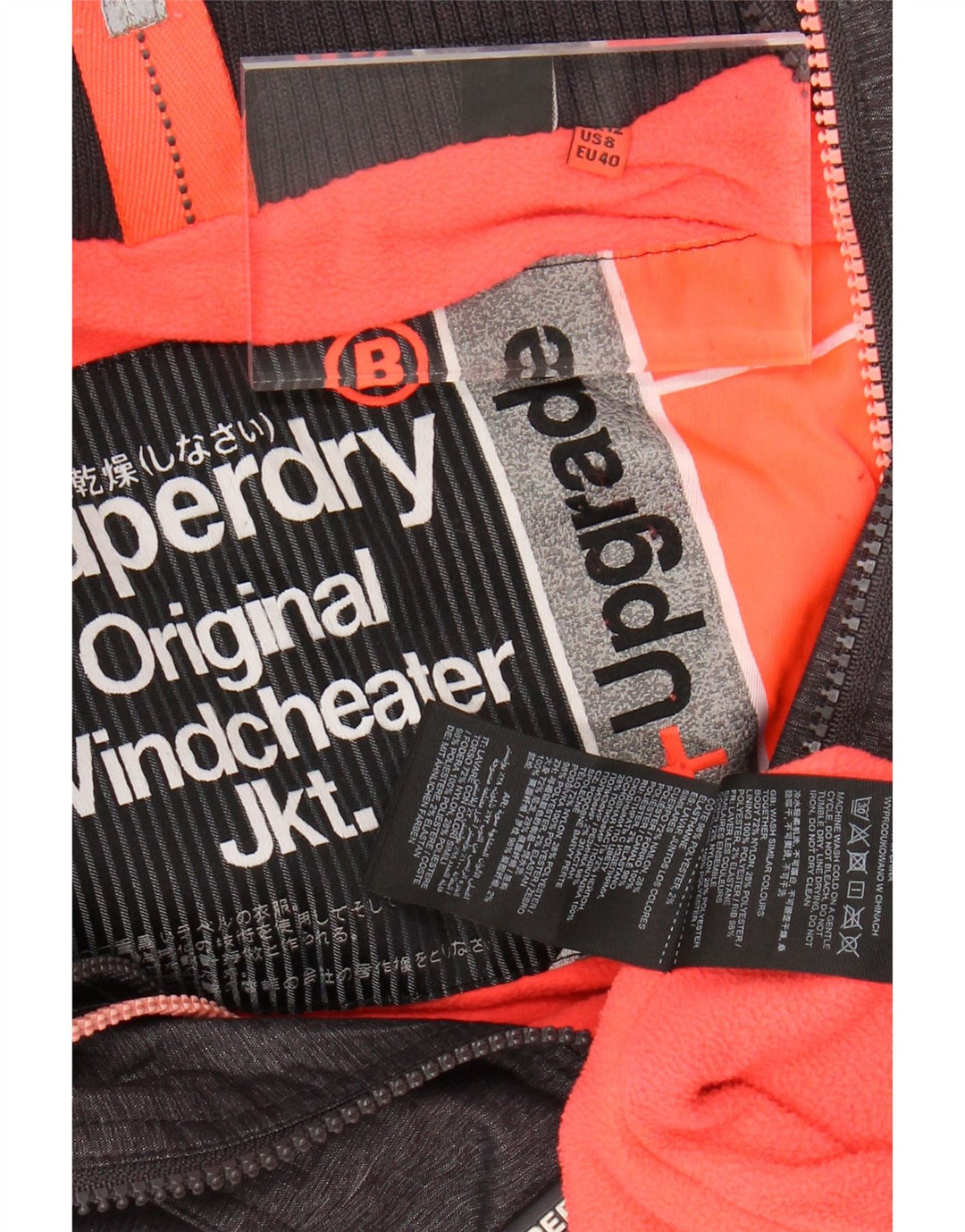SUPERDRY vindjakke til kvinder med hætte vindjakke UK 12 Medium Grå