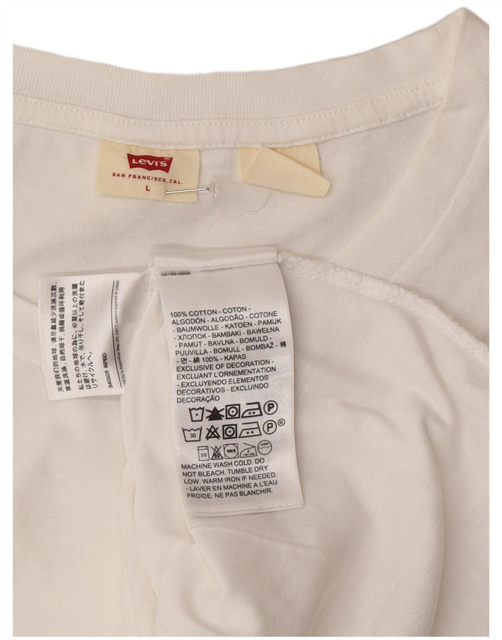 Levi's Dame T-Shirt Top UK 16 Stor Hvid Bomuld