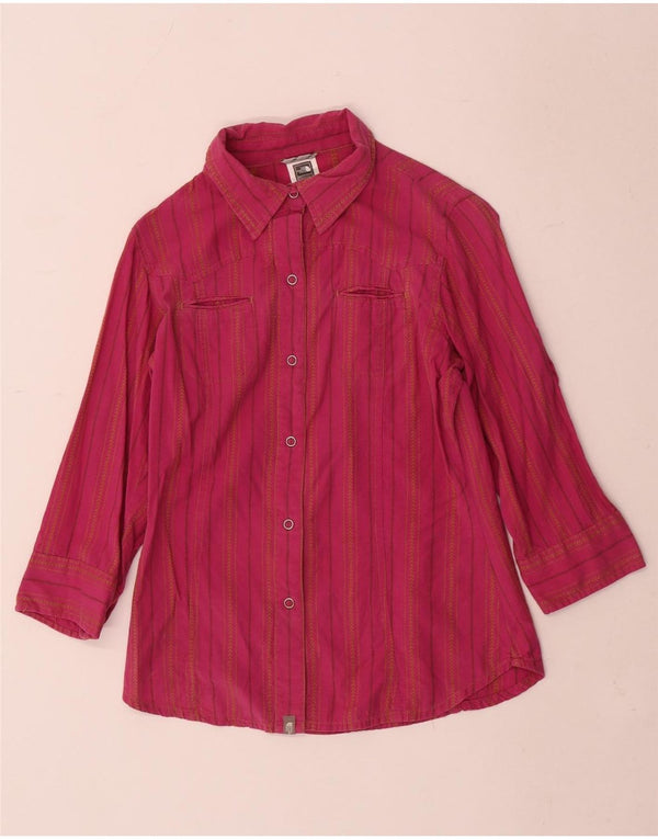 The North Face dameskjorte med 3/4 ærmer UK 6 XS Pink Stribet bomuld
