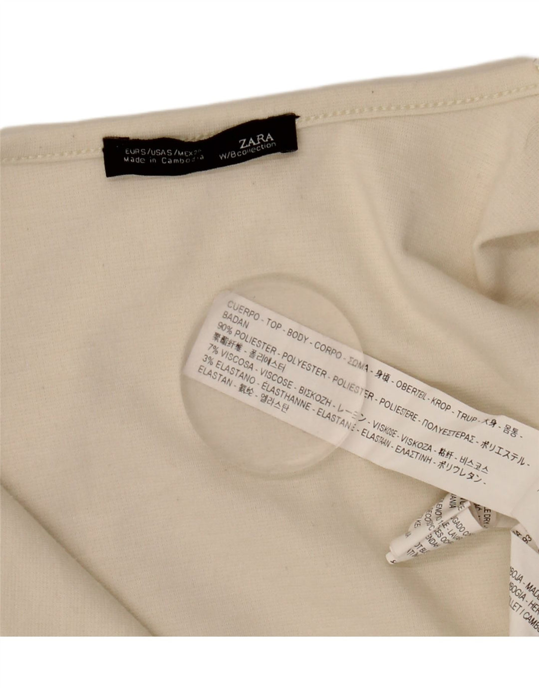 Zara Dame Asymmetrisk Cardigan Top UK 10 Small Off White Polyester