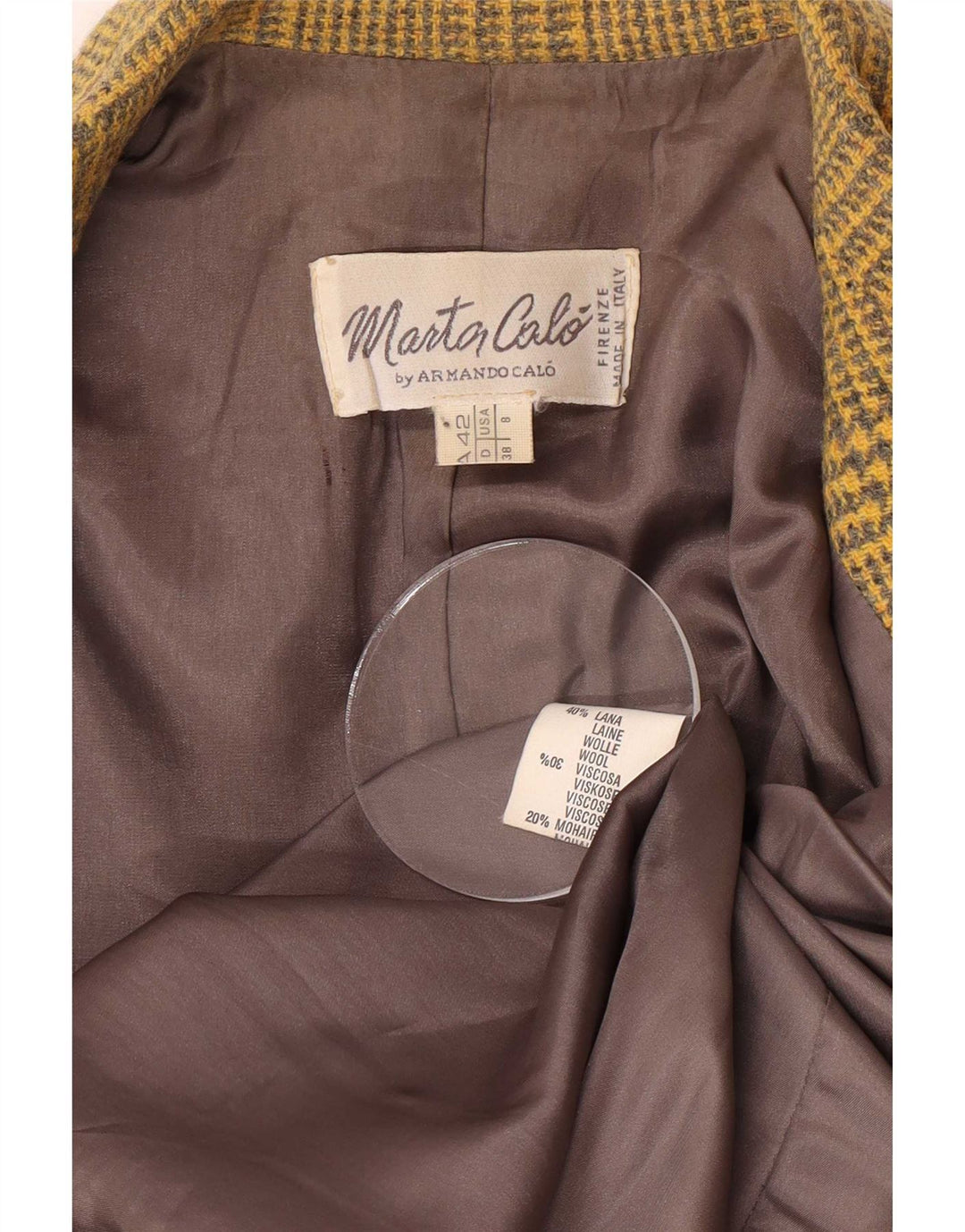 Armando Calo Dame 2-delt nederdel Sæt EU 38 Medium W28 Gul Houndstooth