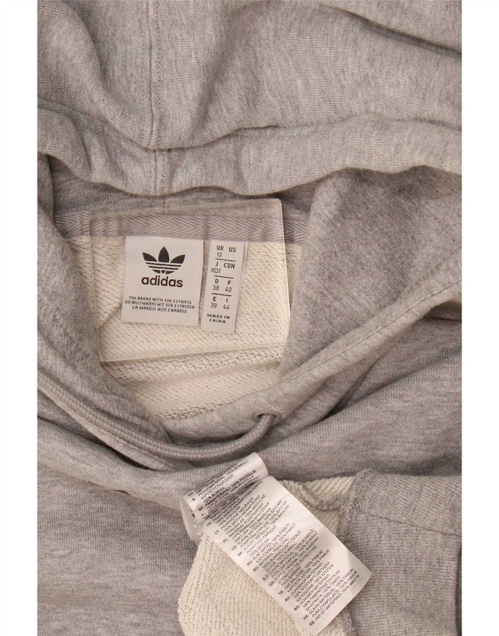 Adidas Graphic Oversized Hoodie Jumper UK 12 Medium Grey Bomuld
