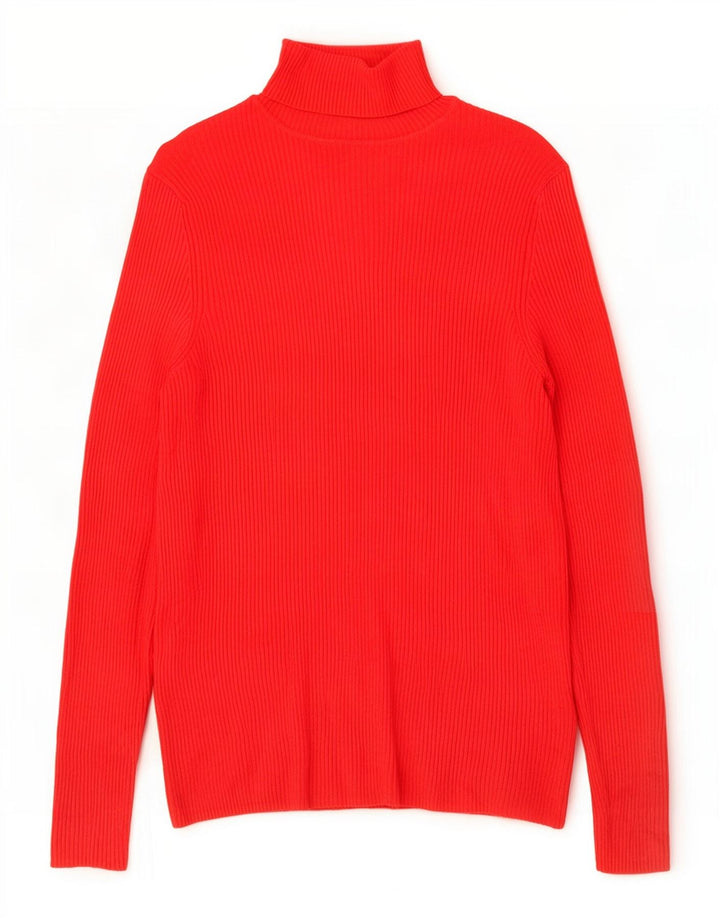 Marks & Spencer Dame Rullehals Sweater UK 14 Medium Rød Viscose