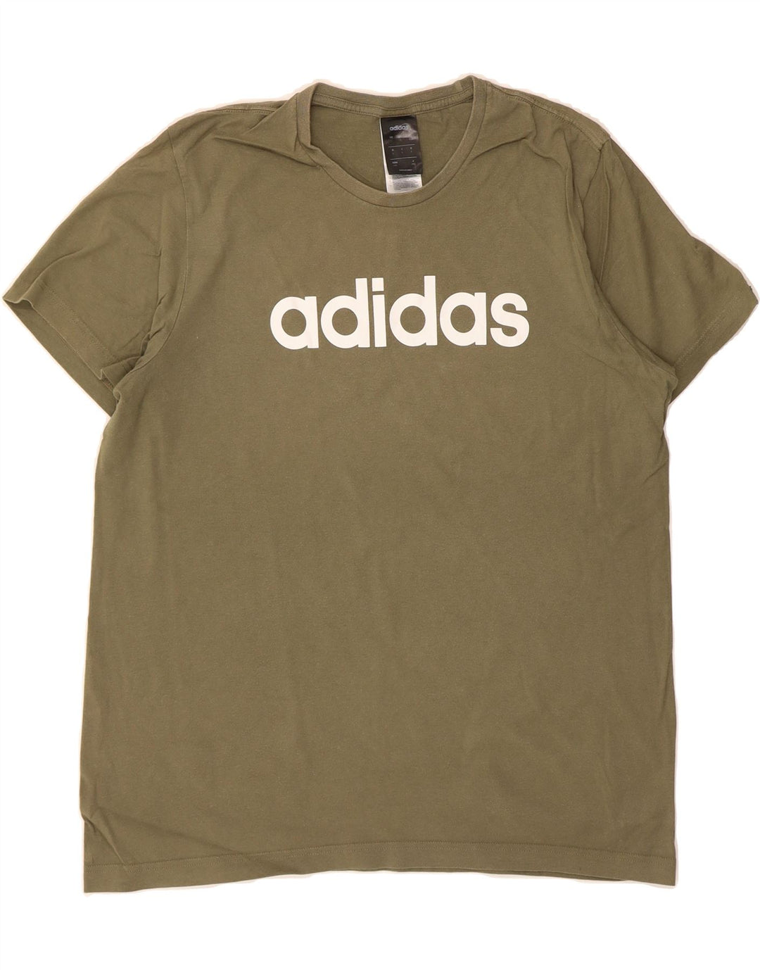ADIDAS Mens Graphic T-Shirt Top Large Khaki Cotton Vintage Adidas and Second-Hand Adidas from Messina Hembry 