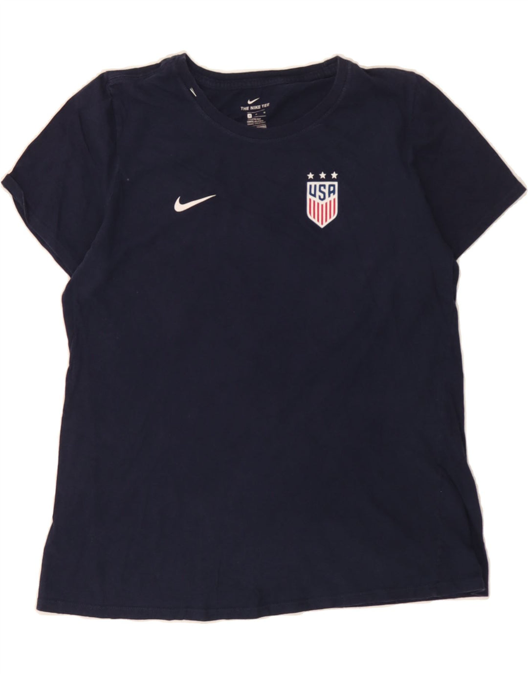 NIKE Womens Athletic Cut Graphic T-Shirt Top UK 14 Medium Navy Blue Vintage Nike and Second-Hand Nike from Messina Hembry 