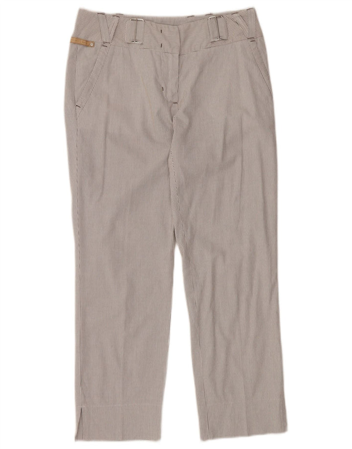 SPORTMAX Womens Cropped Trousers UK 8 Small W28 L25 Grey Pinstripe