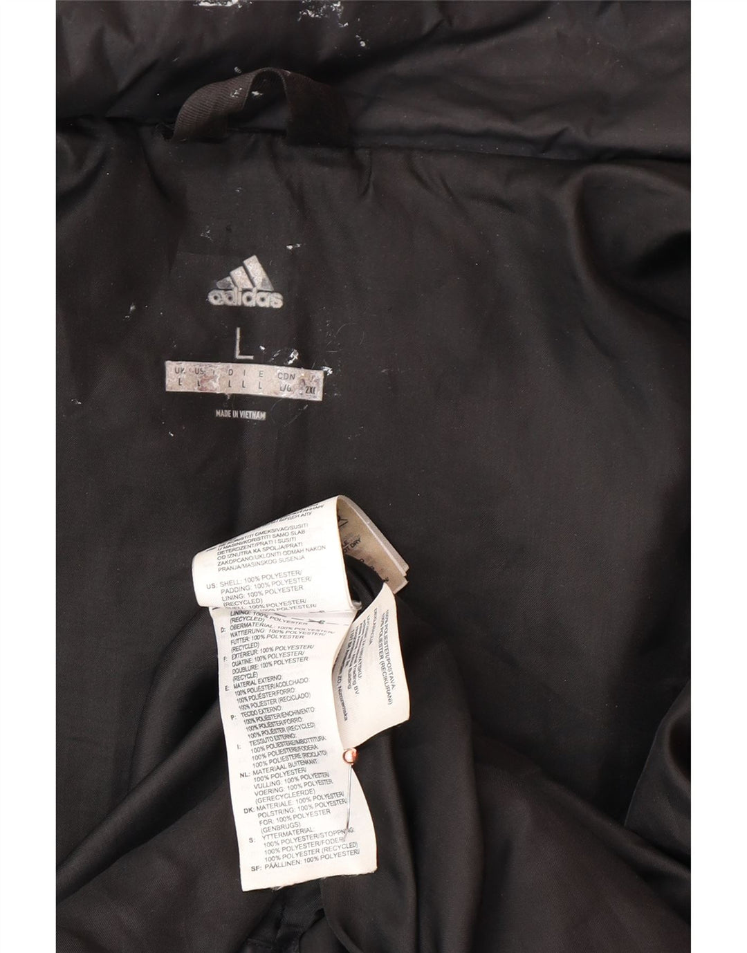ADIDAS Polstret herrejakke UK 40 Stor sort polyester