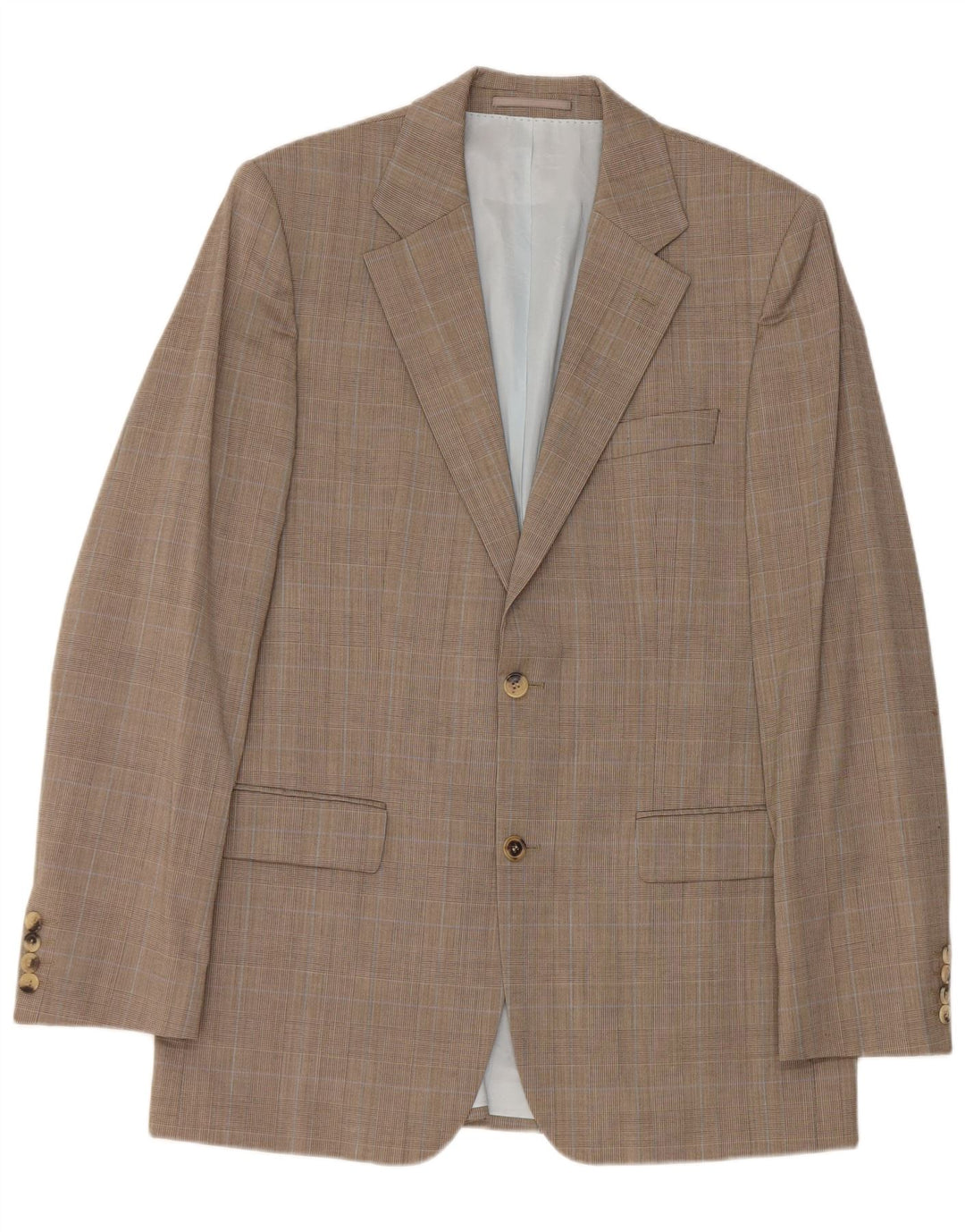 Hugo Boss Herre 2-knaps blazerjakke EU 48 Medium Brun Plaid Virgin Wool