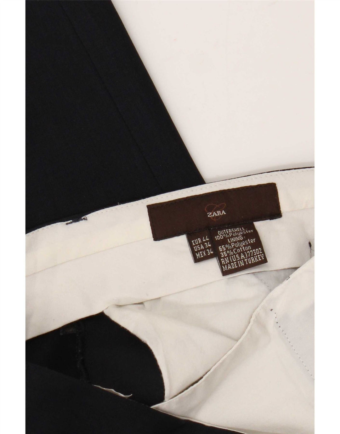 Zara Straight Suit Bukser til mænd EU 44 Large W34 L29 Navy Blue Polyester