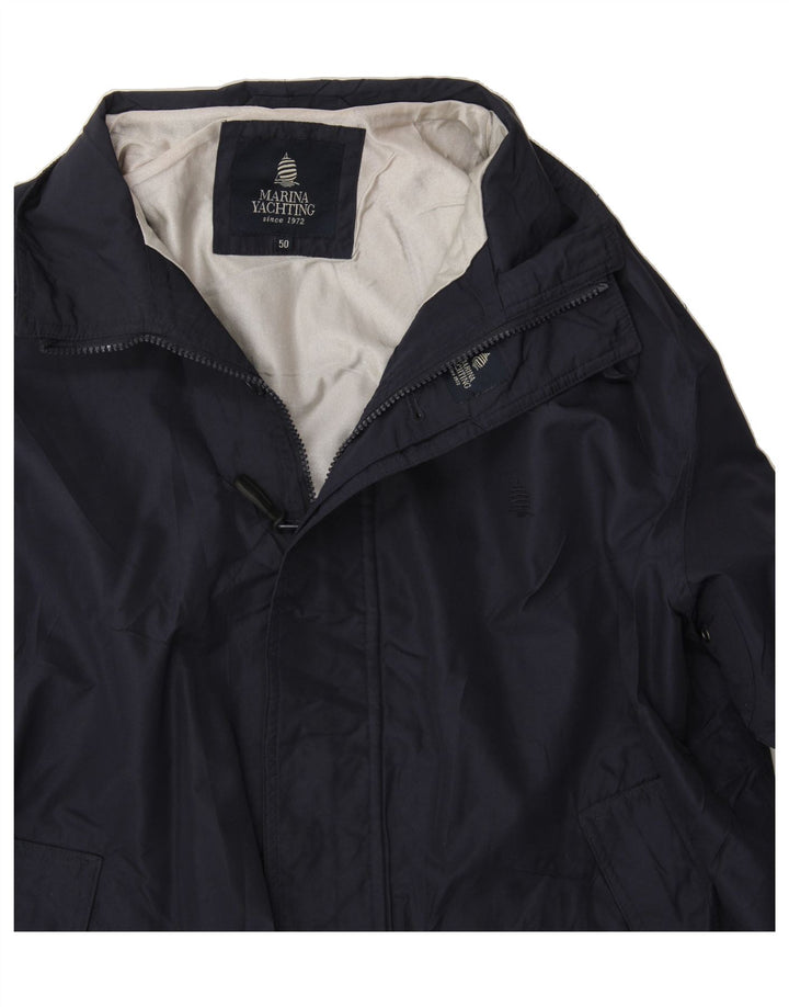 MARINA YACHTING Mens Windbreaker Jacket IT 50 Large Navy Blue Polyester Vintage Marina Yachting and Second-Hand Marina Yachting from Messina Hembry 