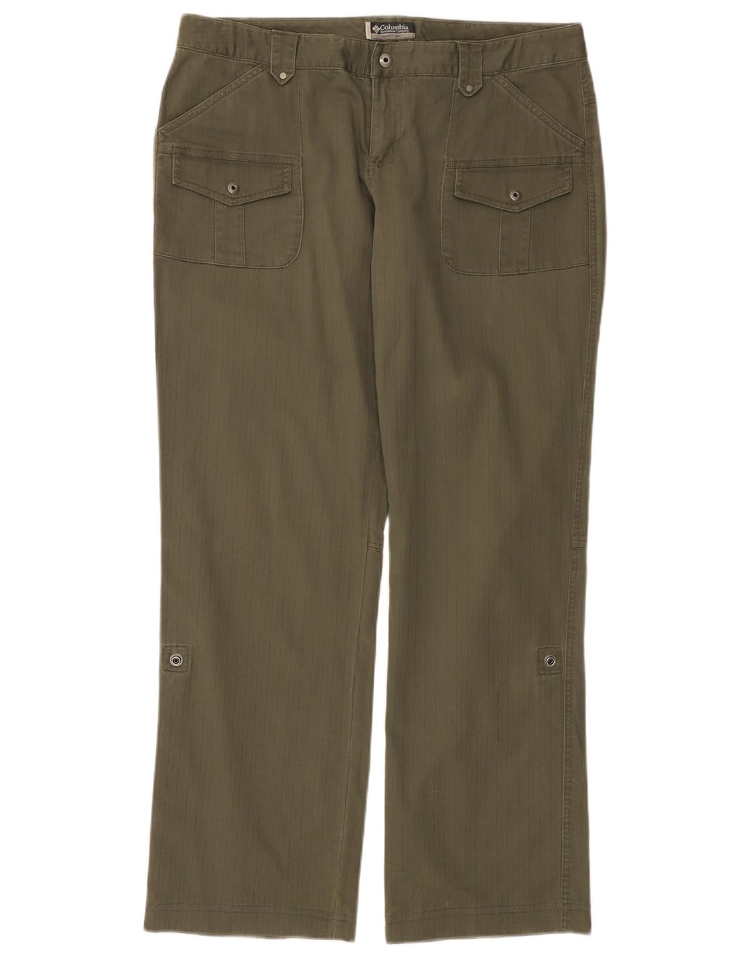COLUMBIA Lige fritidsbukser til kvinder US 12 Large W34 L31 Khaki stribet