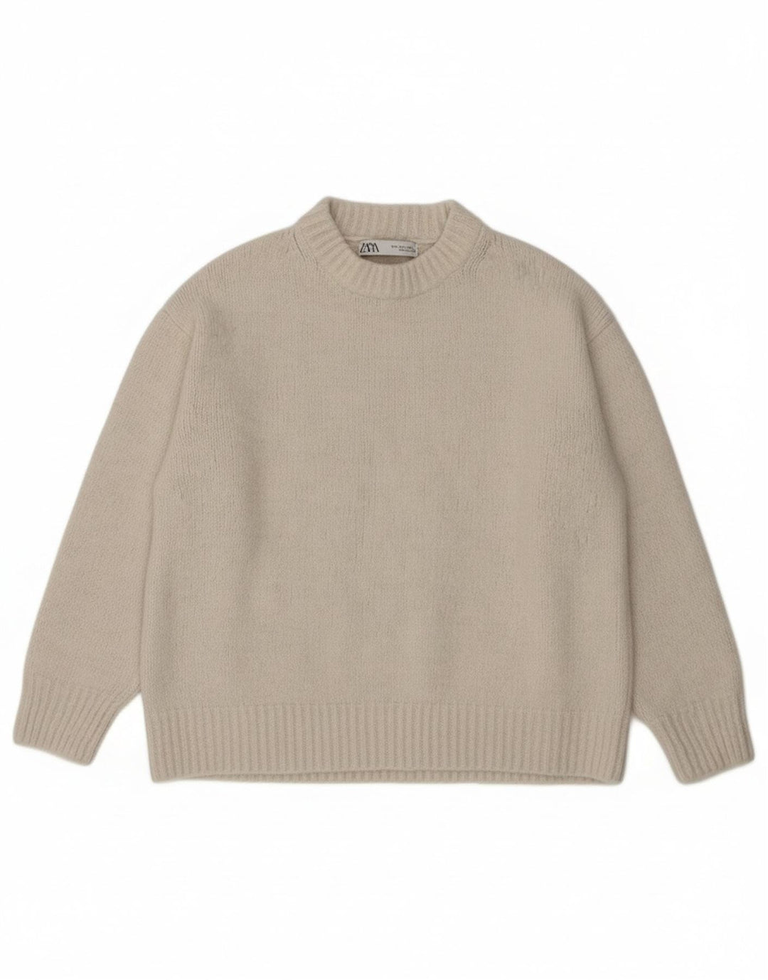 Zara dametrøje 3/4 ærmer oversize sweater med rund hals DK 10 Small White