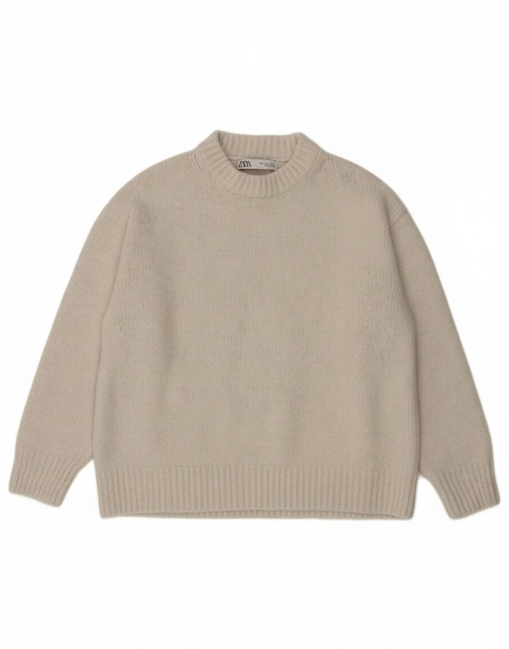 Zara dametrøje 3/4 ærmer oversize sweater med rund hals DK 10 Small White