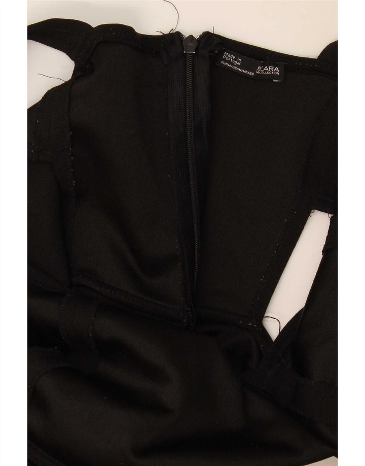 Zara Dame Ærmeløs Jumpsuit UK 12 Medium Black